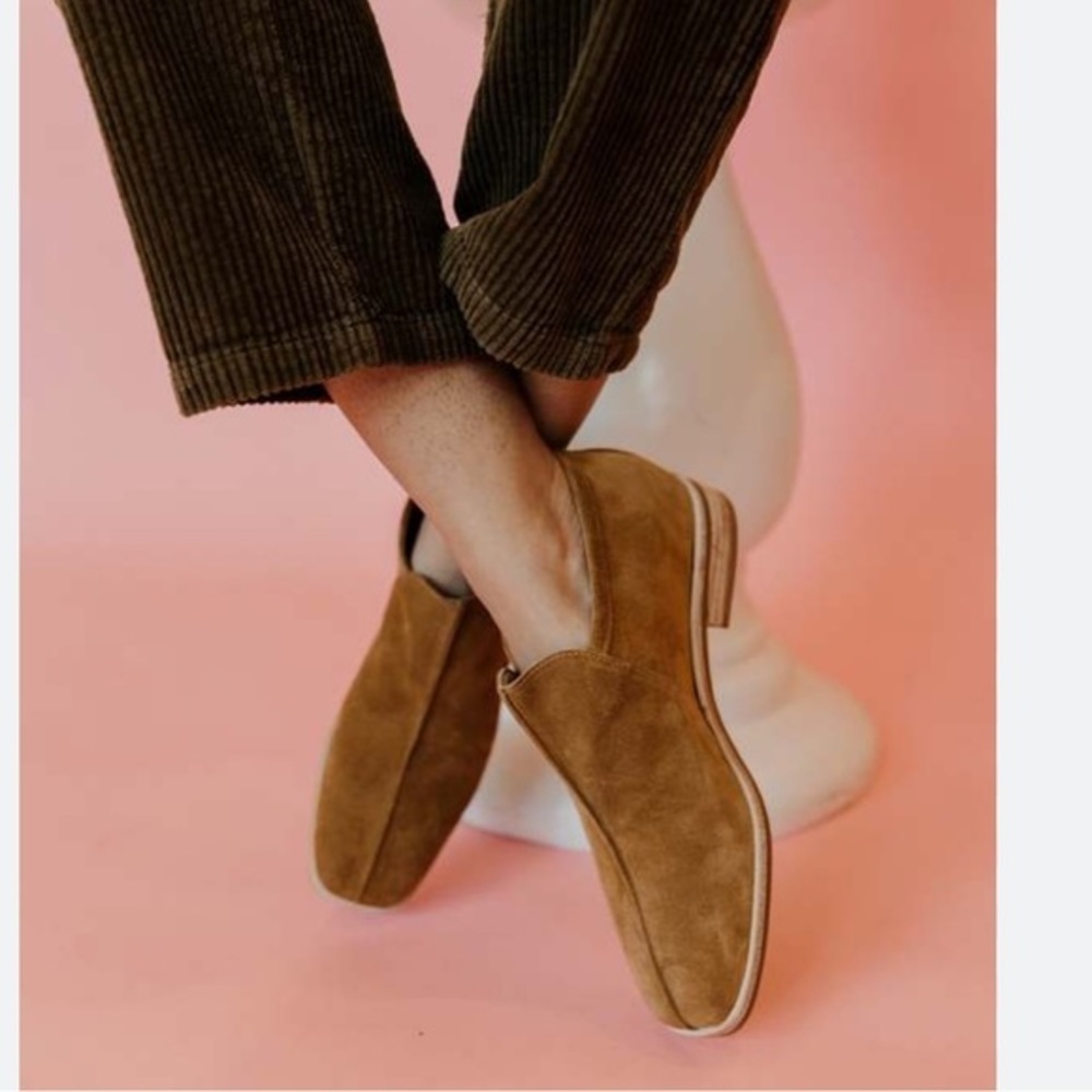 Classic Suede Slip-On Loafers in Chestnut Brown - Women